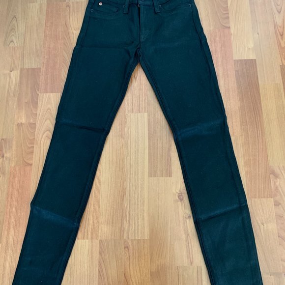 NEW WITHOUT A TAGS HUDSON KRISTA SUPER SKINNY COATED BLACK STRETCH JEANS 25 - Picture 1 of 10